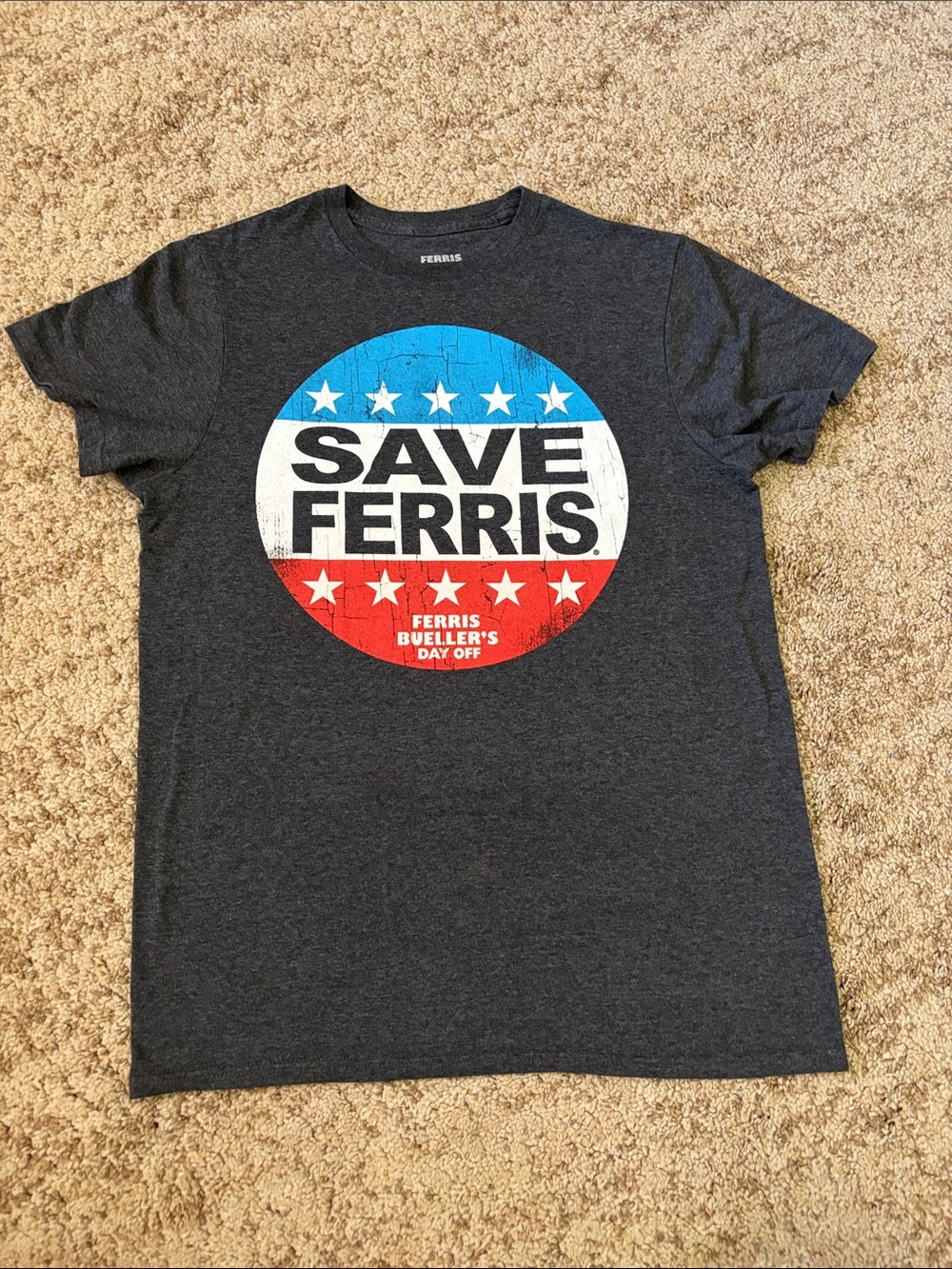 Charcoal 'Save Ferris' Graphic Tee - Red/White/Blue Logo